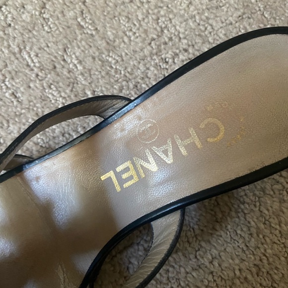 CHANEL slide block heel sandals sz37 - Picture 5 of 8